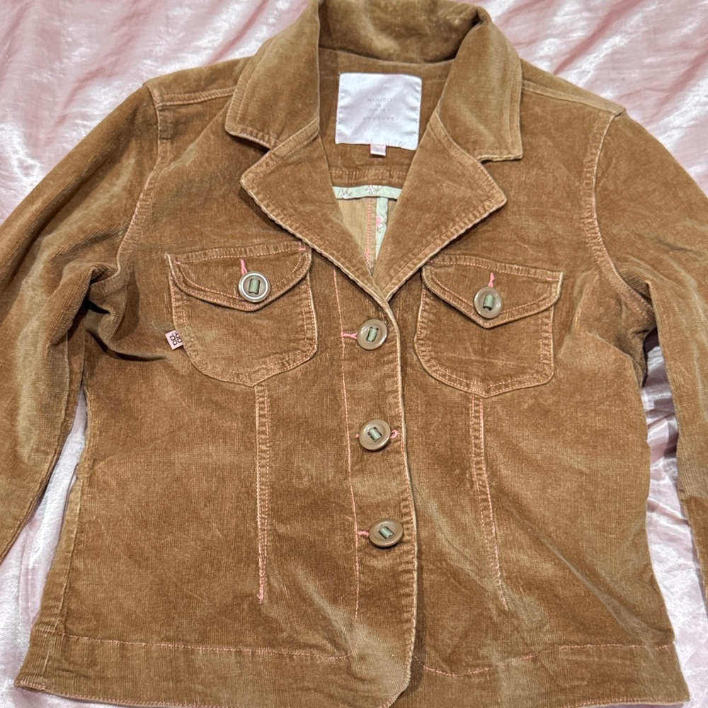 CUTE CUDROY SHACKET!! BROWN WITH PINK STITCHING, SUPER CUTE AND INDIE STYLE LIKE